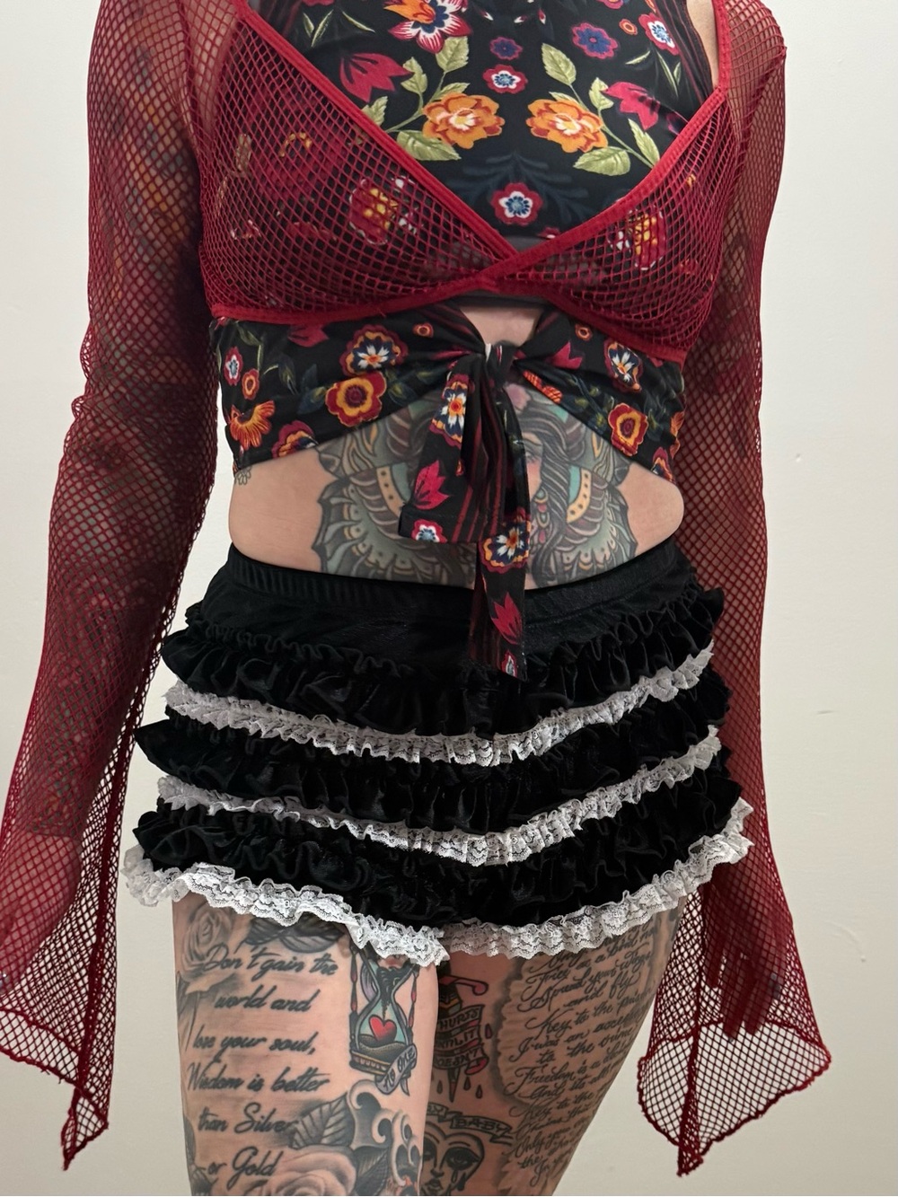Sexy Cute Sugar Thrillz Black Stretch Velvet & Lace Mini Shorts Bloomers Size M